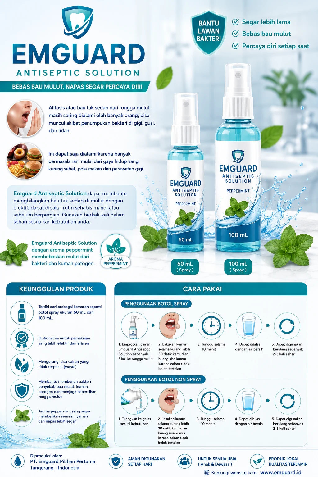 EMGUARD® Antiseptic Solution brochure — Peppermint mouthwash.