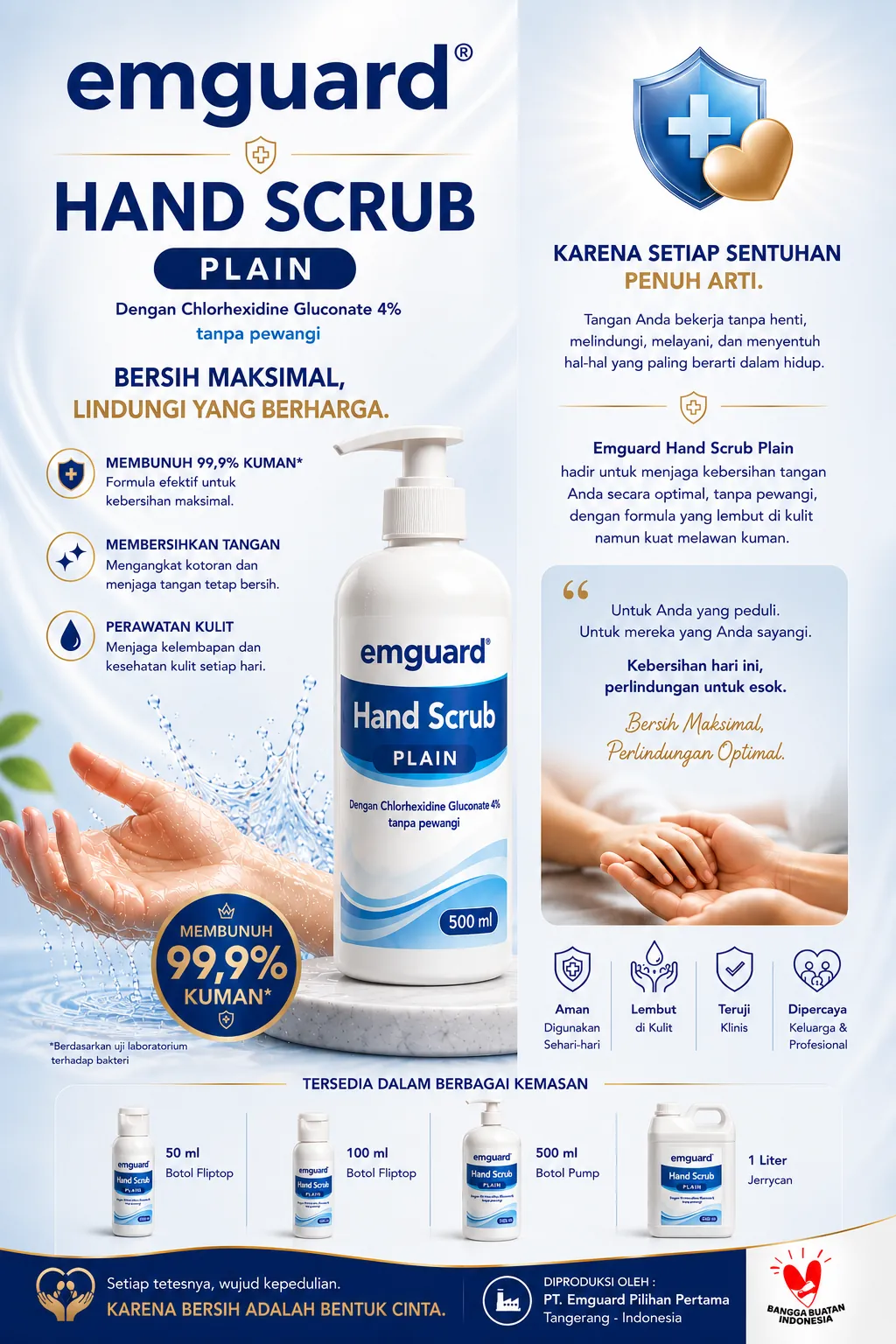 EMGUARD® Hand Scrub Plain brochure — Chlorhexidine Gluconate 4%, fragrance-free.