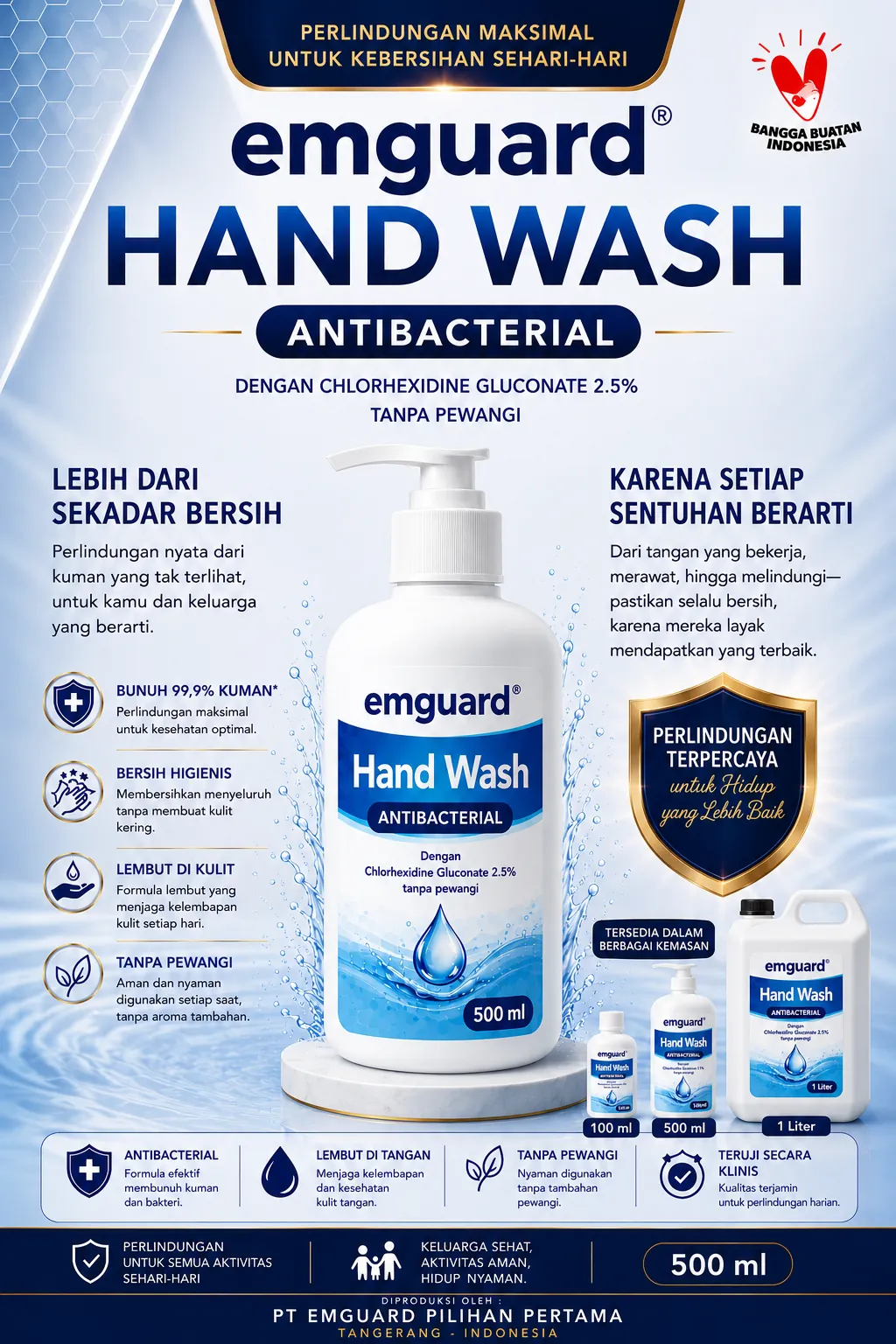 EMGUARD® Hand Wash Antibacterial brochure — Chlorhexidine Gluconate 2.5%.